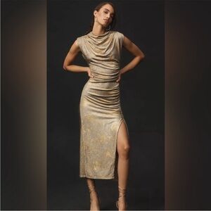 Anthropologie Maya Ruched Cowl Neck Dress NWOT